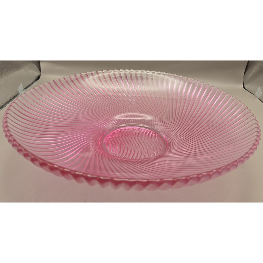 Vintage Pink Serving Bowl 12" Swirl Pattern Depression  Federal Glass Co. 1937